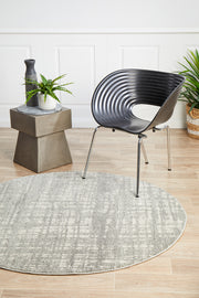 Ashley Abstract Modern Silver Grey Round Rug