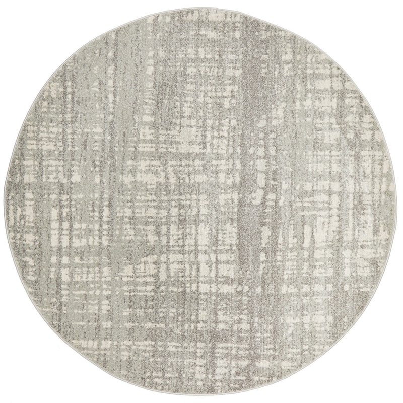 Ashley Abstract Modern Silver Grey Round Rug