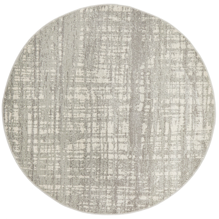 Ashley Abstract Modern Silver Grey Round Rug