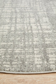 Ashley Abstract Modern Silver Grey Round Rug