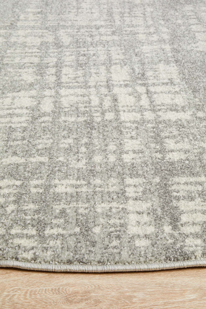Ashley Abstract Modern Silver Grey Round Rug