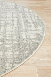 Ashley Abstract Modern Silver Grey Round Rug