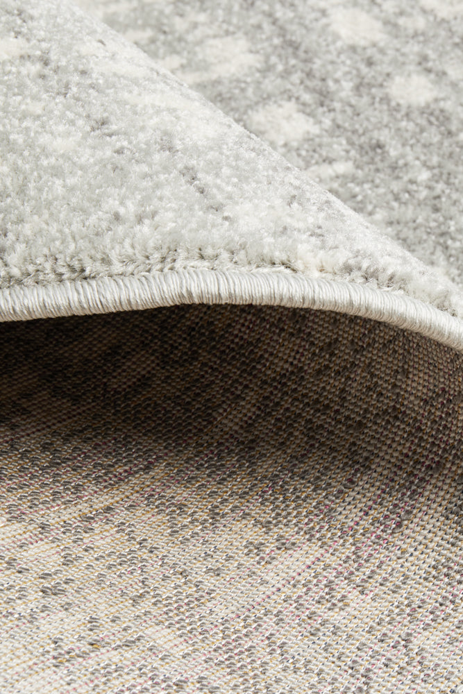 Ashley Abstract Modern Silver Grey Round Rug