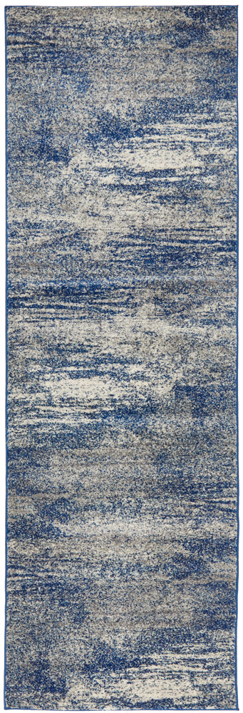 Casandra Dunescape Modern Blue Grey Runner Rug