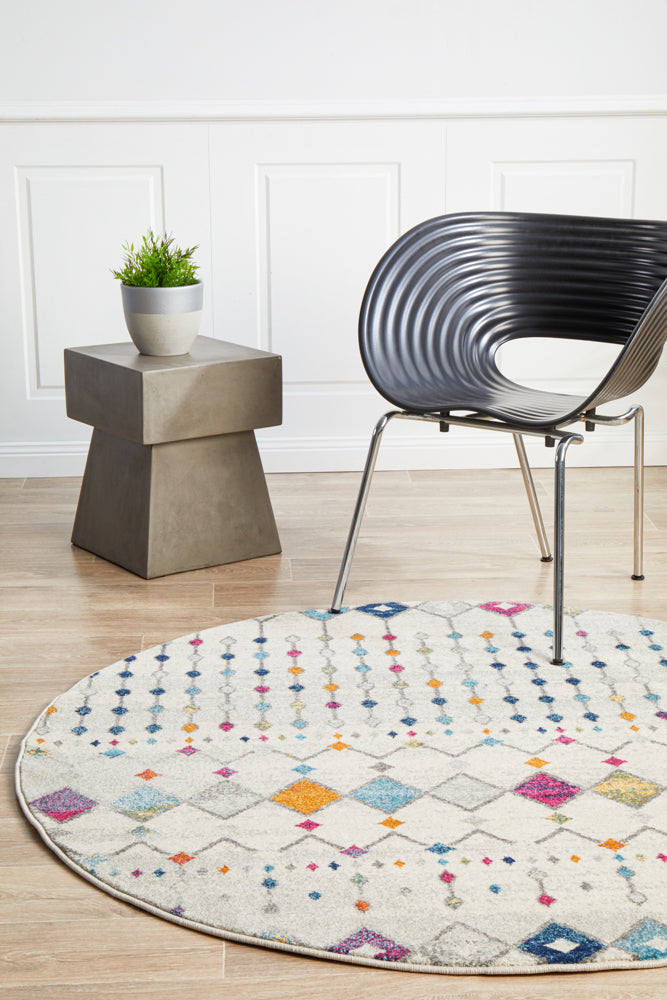 Peggy Tribal Morrocan Style Multi Round Rug