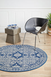 Gwyneth Stunning Transitional Navy Round Rug