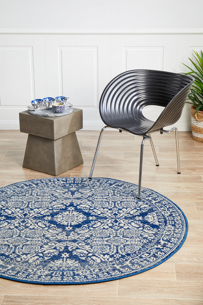 Gwyneth Stunning Transitional Navy Round Rug