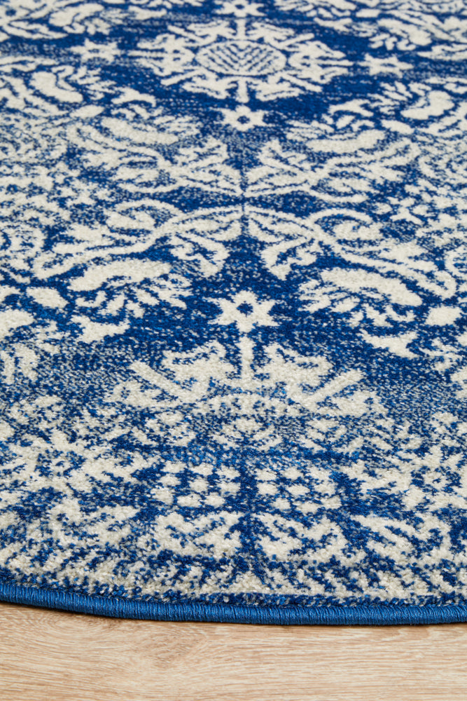 Gwyneth Stunning Transitional Navy Round Rug