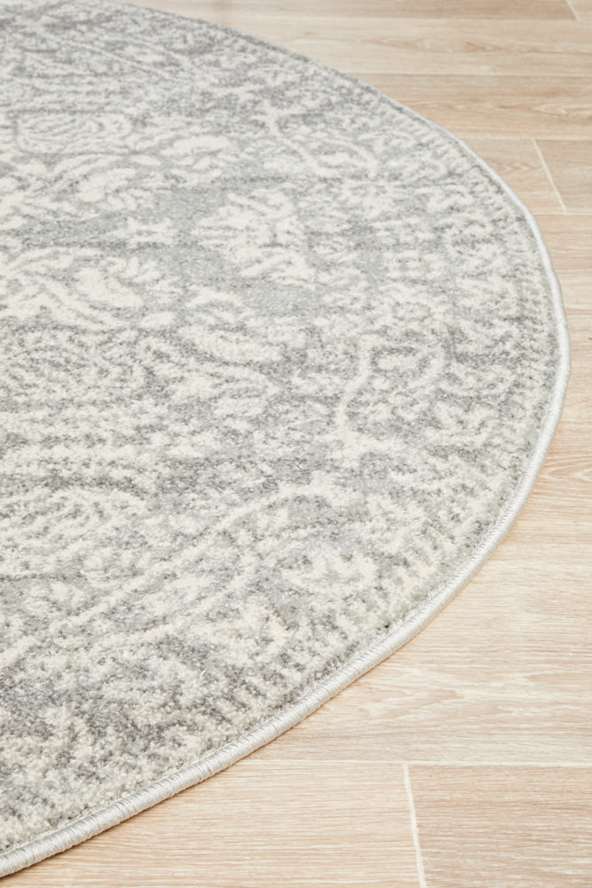 Gwyneth Stunning Transitional Silver Round Rug