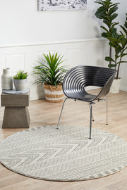 Adani  Modern Tribal Design Grey Round Rug