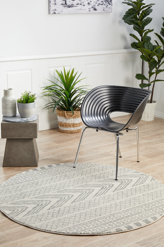 Adani  Modern Tribal Design Grey Round Rug