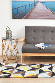 Crystal Designer Wool Blue Runner Rug