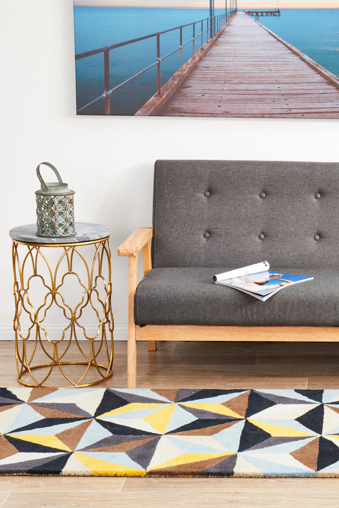 Crystal Designer Wool Blue Runner Rug