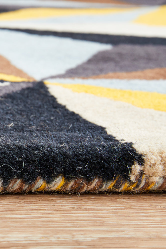 Crystal Designer Wool Blue Runner Rug