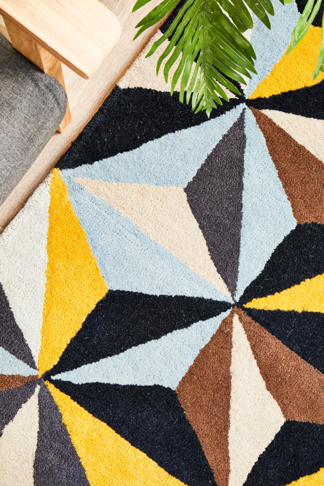 Crystal Designer Wool Blue Runner Rug