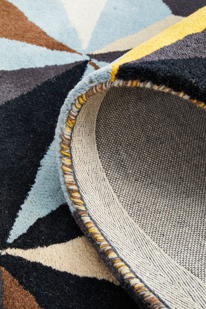 Crystal Designer Wool Blue Runner Rug