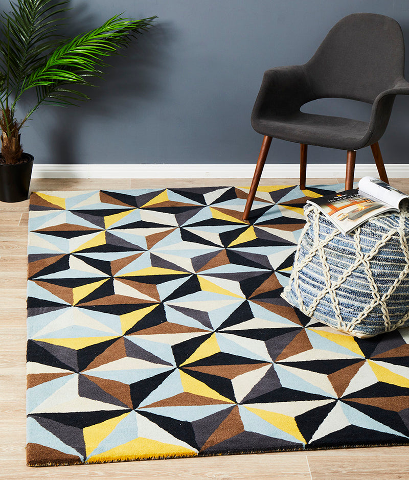 Crystal Designer Wool Blue Rug