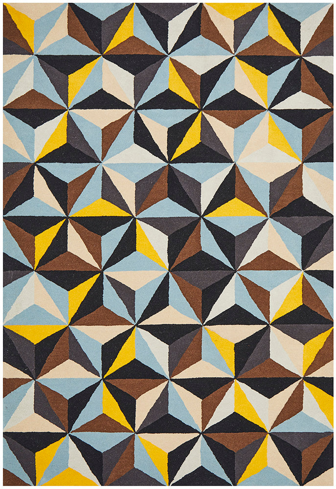 Crystal Designer Wool Blue Rug