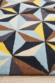 Crystal Designer Wool Blue Rug