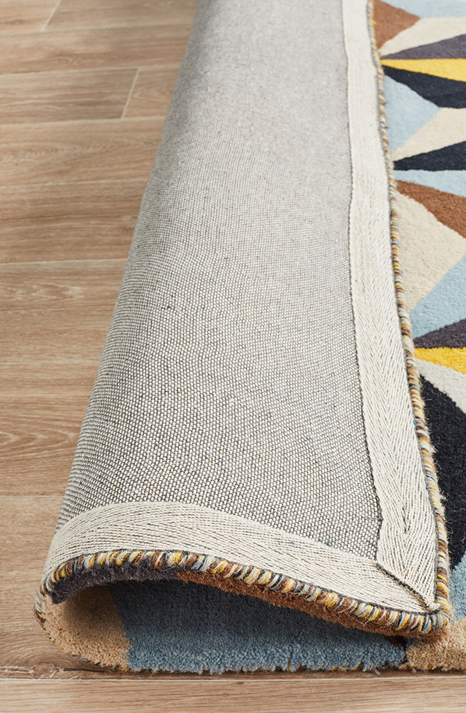 Crystal Designer Wool Blue Rug