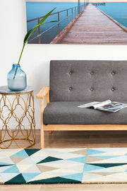 Gem Stone Designer Wool Blue Runner Rug