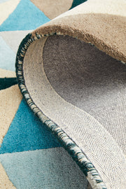 Gem Stone Designer Wool Blue Runner Rug
