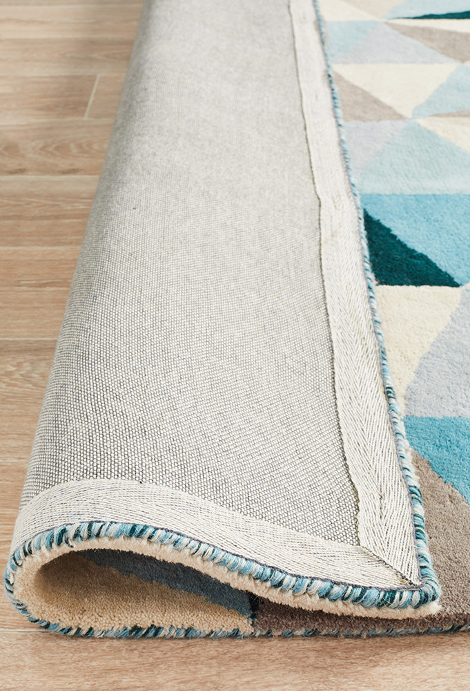 Gem Stone Designer Wool Blue Rug