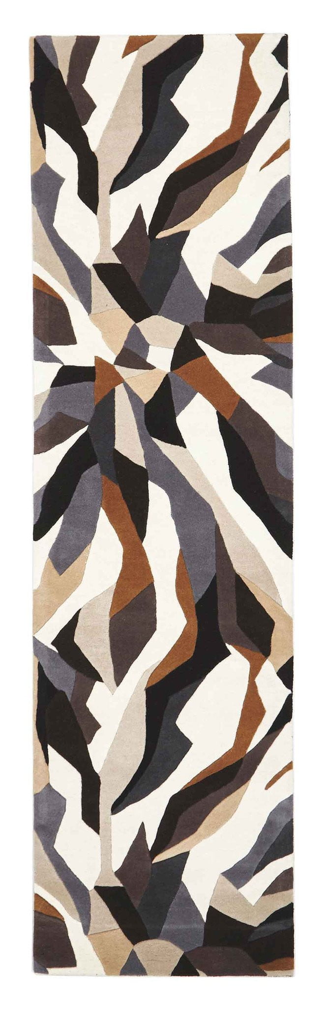 Crossroads Designer Wool Brown White Grey Rug