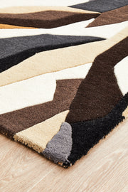 Crossroads Designer Wool Brown White Grey Runner Rug