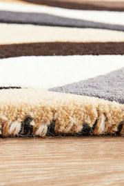 Crossroads Designer Wool Brown White Grey Runner Rug