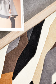 Crossroads Designer Wool Brown White Grey Runner Rug