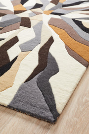 Crossroads Designer Wool Brown White Grey Rug