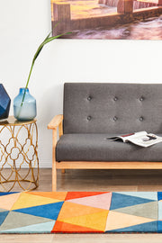 Prism Designer Wool Rust Blue Navy Runner Rug