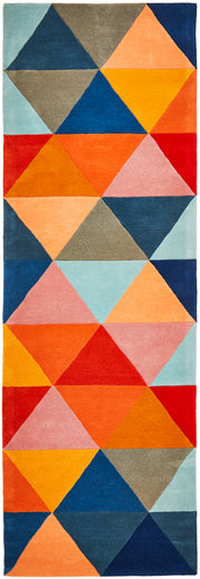 Prism Designer Wool Rust Blue Navy Runner Rug