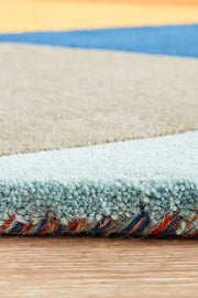 Prism Designer Wool Rust Blue Navy Runner Rug