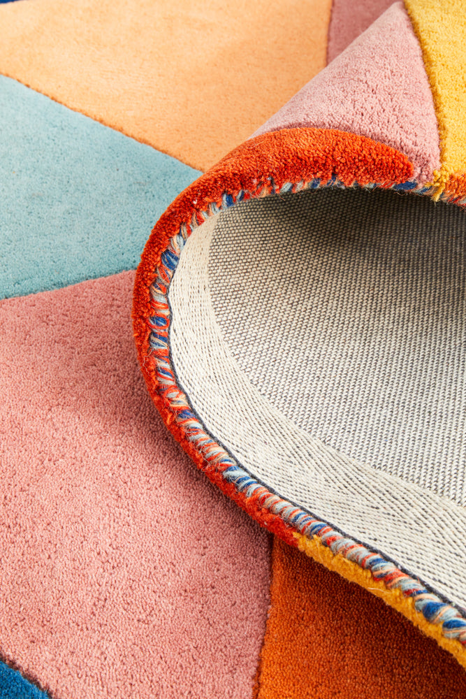 Prism Designer Wool Rust Blue Navy Runner Rug