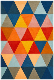 Prism Designer Wool Rust Blue Navy Rug