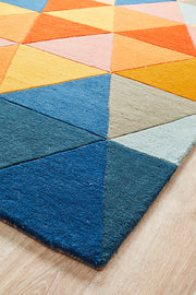 Prism Designer Wool Rust Blue Navy Rug