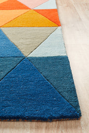Prism Designer Wool Rust Blue Navy Rug