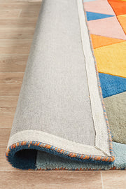 Prism Designer Wool Rust Blue Navy Rug