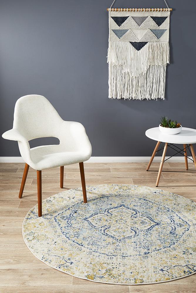 Park Prado Sky Blue Round Rug