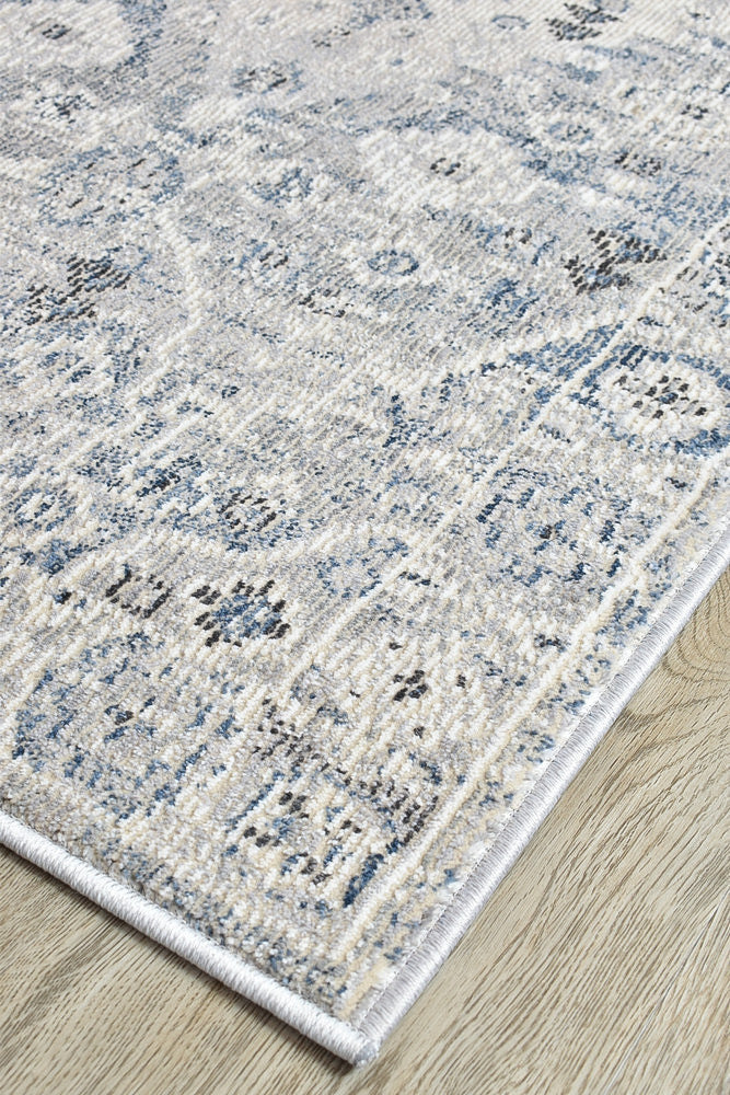 Marrakech Urban Blue Light Grey Runner Rug