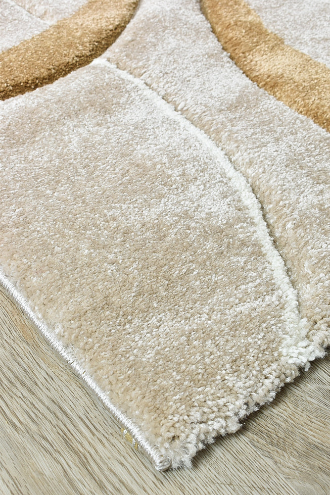 Pompon Circle Beige Runner Rug