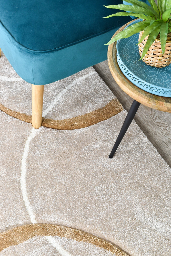 Pompon Circle Beige Runner Rug