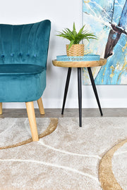 Pompon Circle Beige Runner Rug