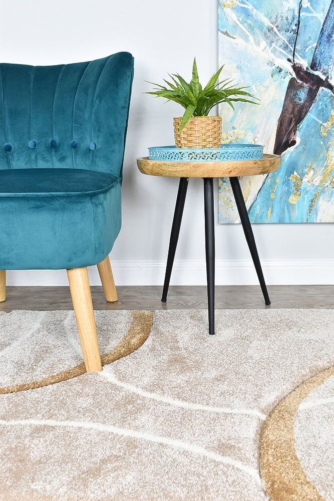 Pompon Circle Beige Runner Rug