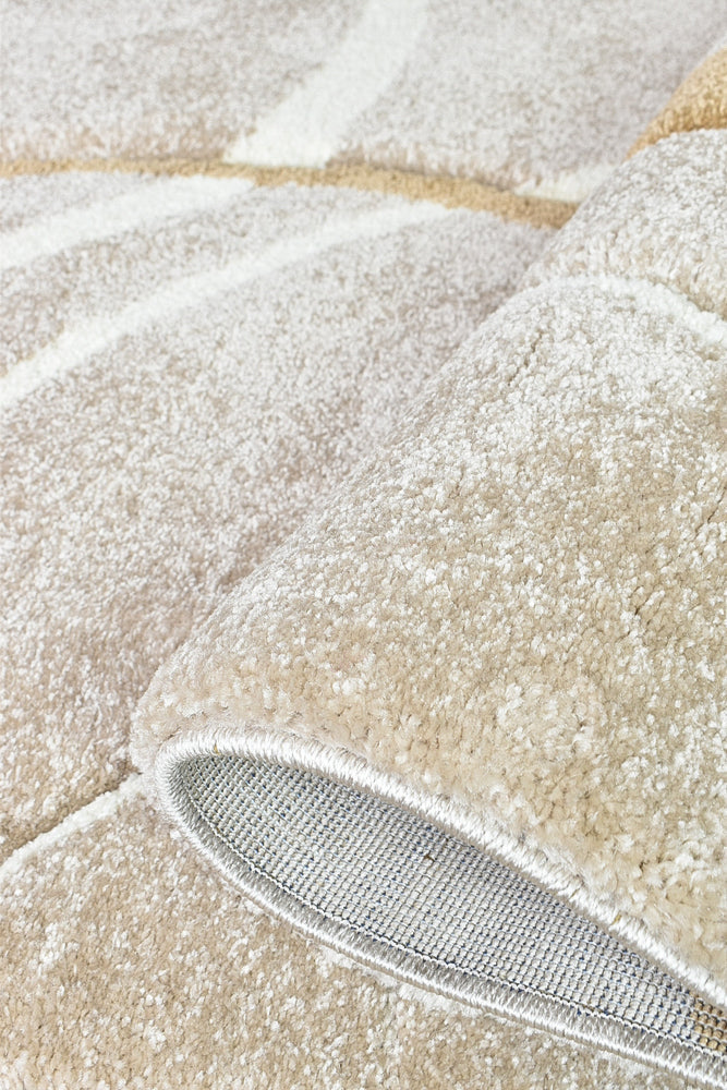 Pompon Circle Beige Runner Rug