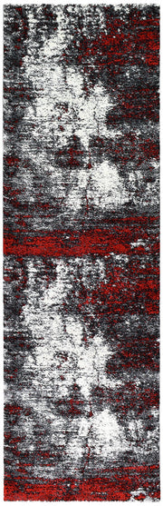 Pompon Tress White Red Runner Rug