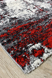 Pompon Tress White Red Runner Rug