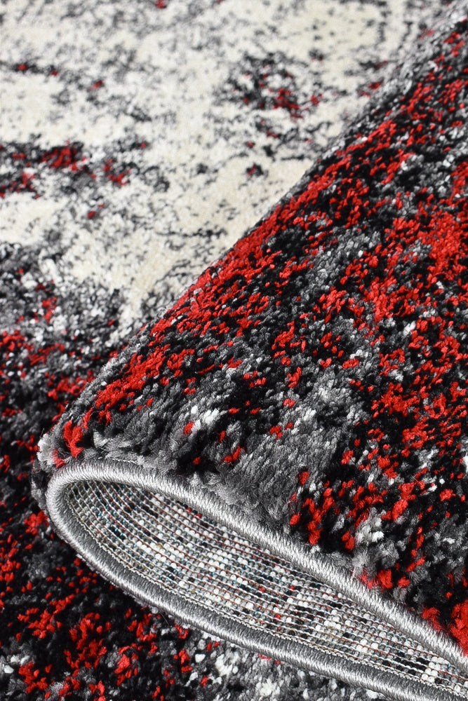 Pompon Tress White Red Runner Rug